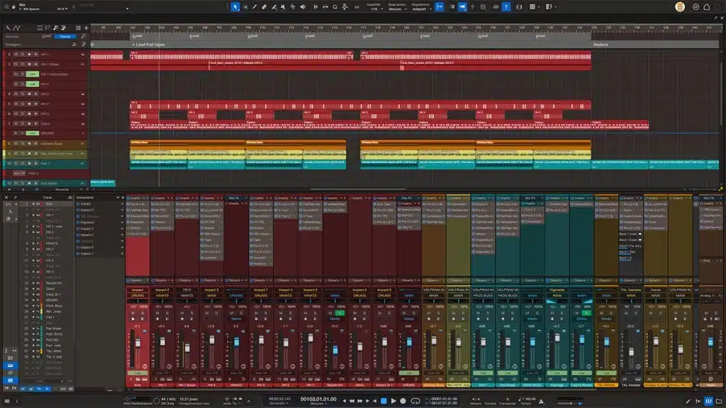 Fender studio pro principale zone de l'interface
